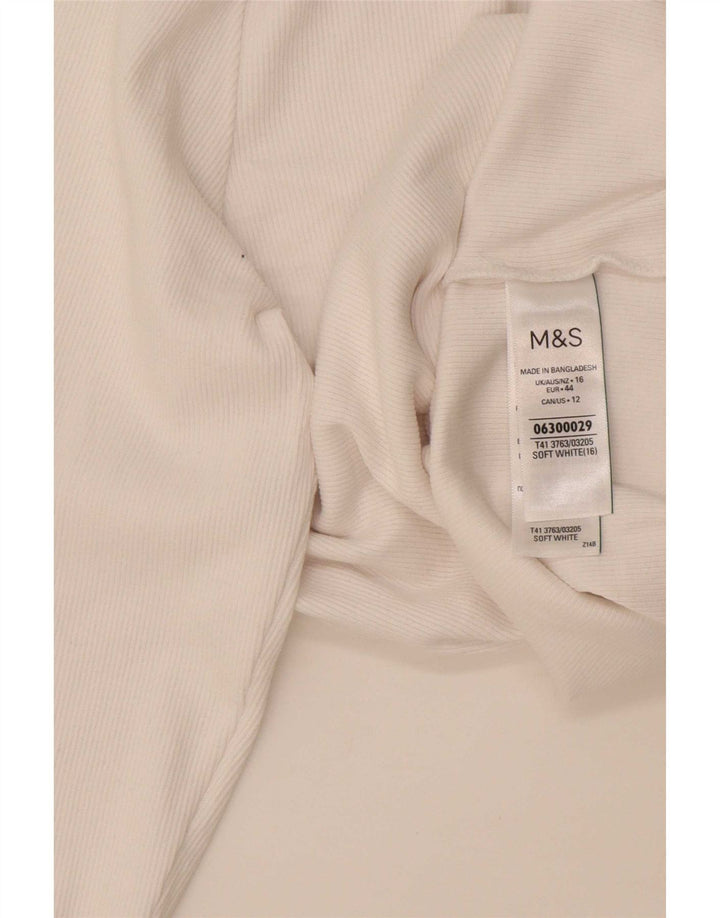 Женский топ с длинным рукавом Marks & Spencer, Великобритания, 16, большой белый хлопок