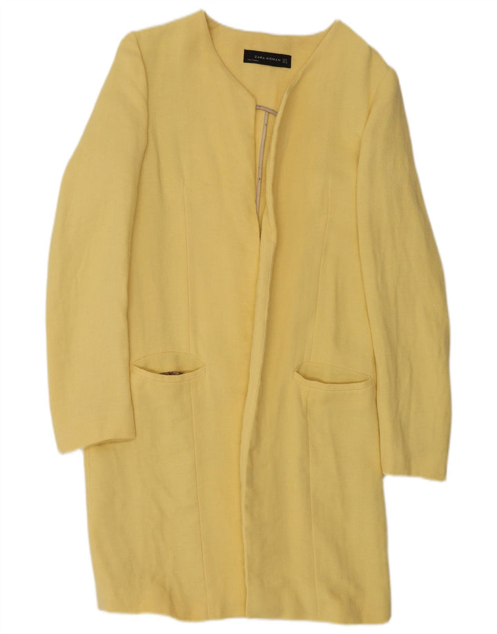 Zara Mujer Abrigo Abierto UK 10 Small Viscosa Amarilla