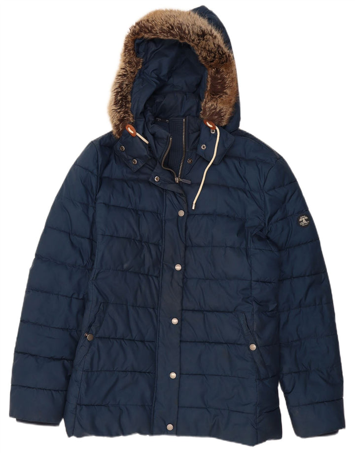 Barbour Womens Hooded Padded Jacket UK 18 XL Navy Blue Polyester