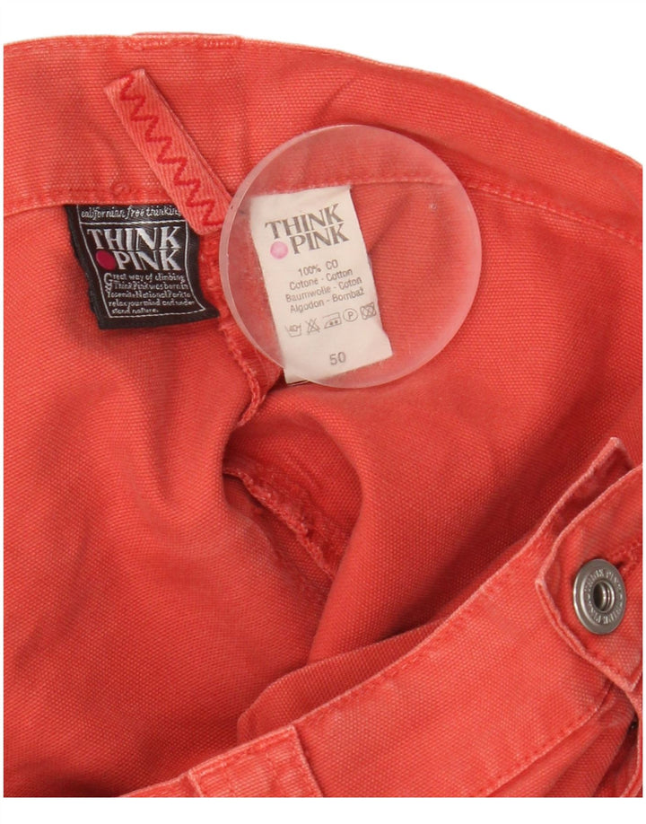 THINK PINK Bermuda masculina jeans IT 50 grande W34 algodão rosa