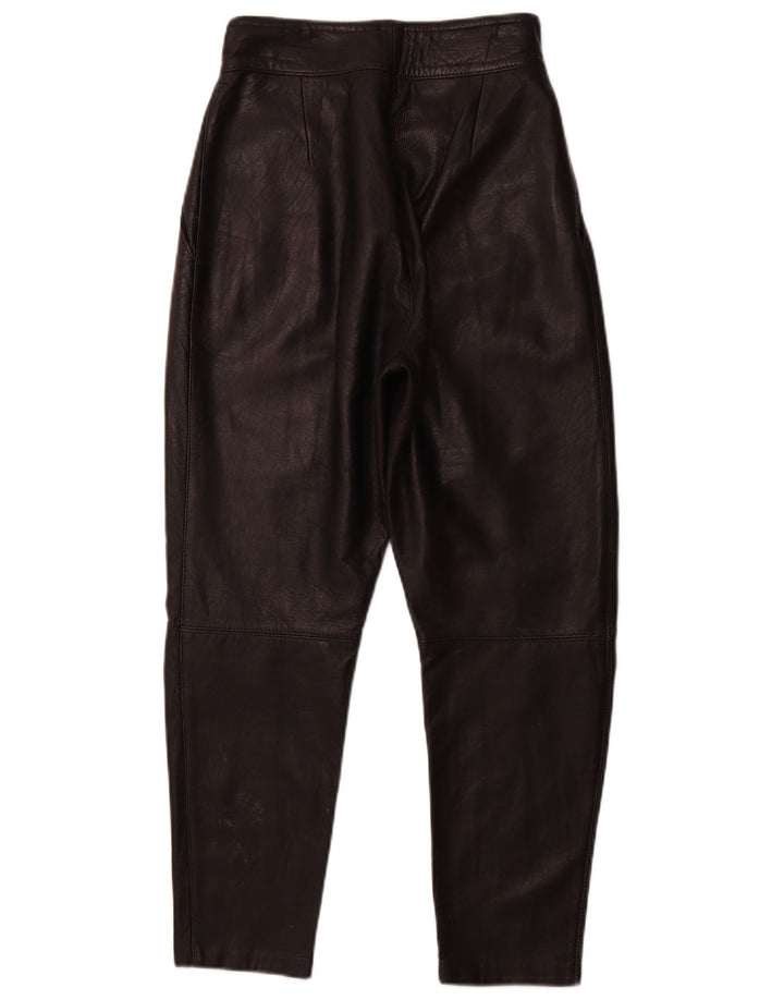 VINTAGE Womens Pegged Leather Trousers IT 44 Medium W26 L26 Black Leather