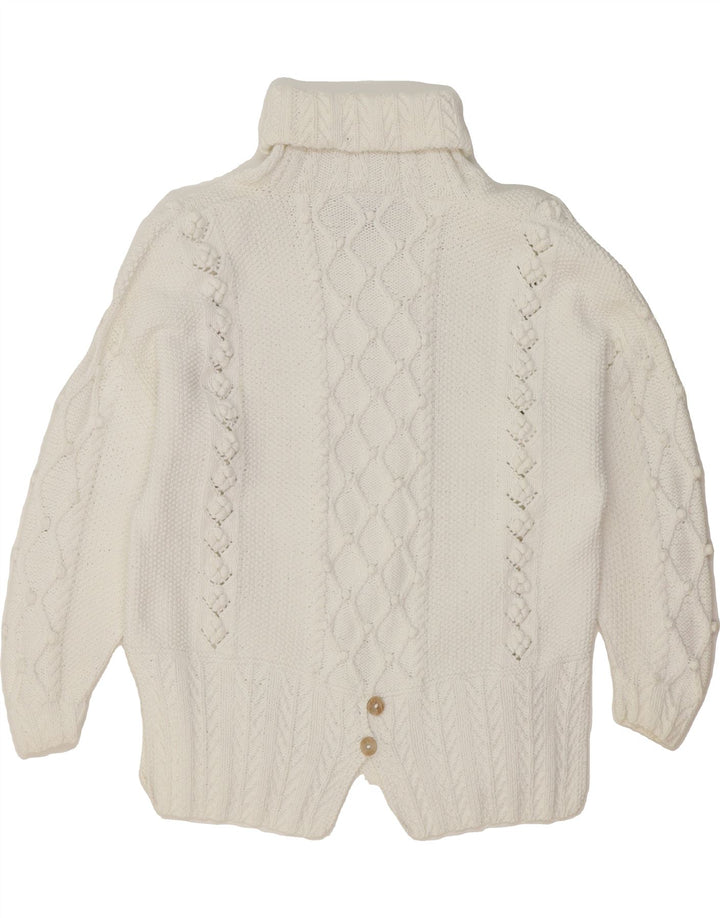 VINTAGE Womens Roll Neck Jumper Sweater UK 14 Medium White Cotton Vintage Vintage and Second-Hand Vintage from Messina Hembry 