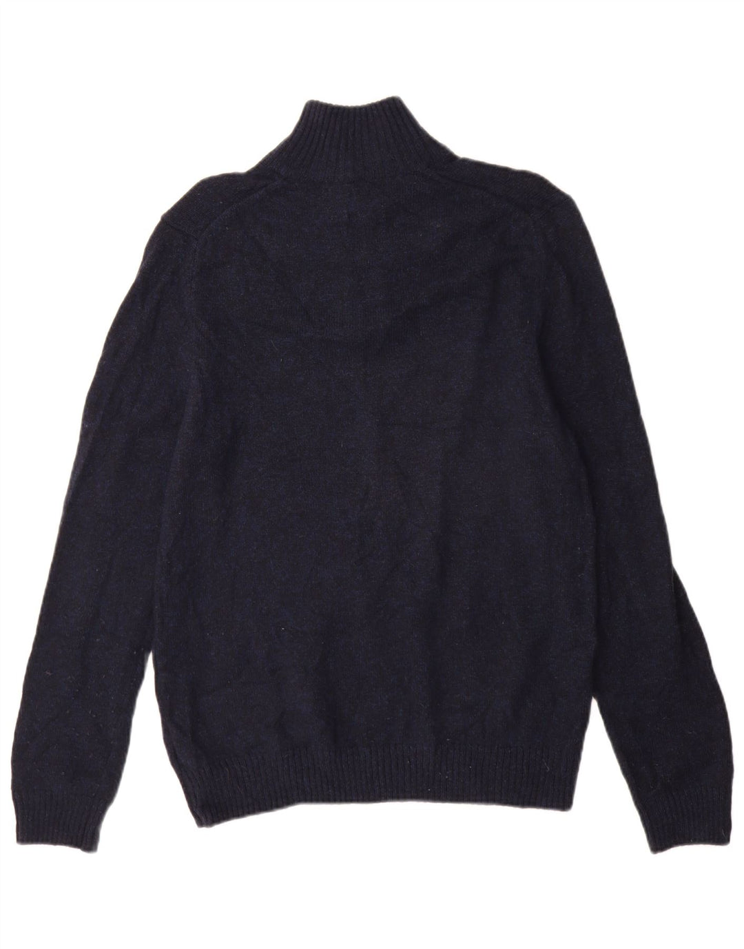 Marks & Spencer Mens Zip Neck Jumper Sweater Medium Navy Blue Lambswool
