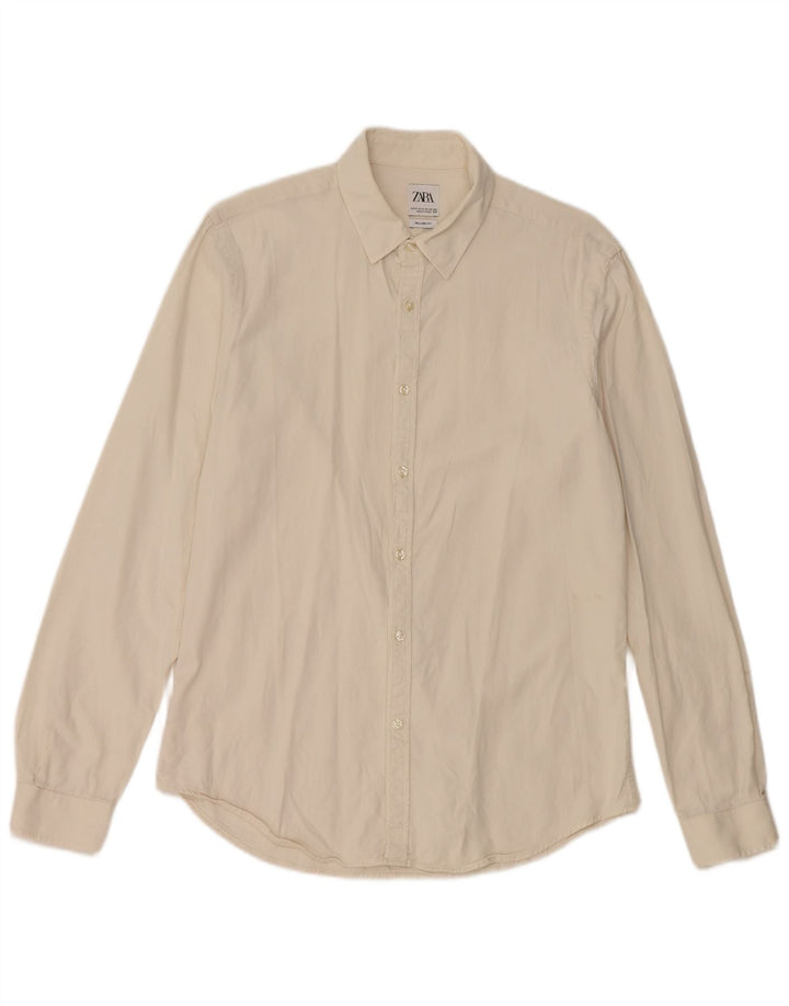 Zara Mens Relaxed Fit Shirt Medium Off White