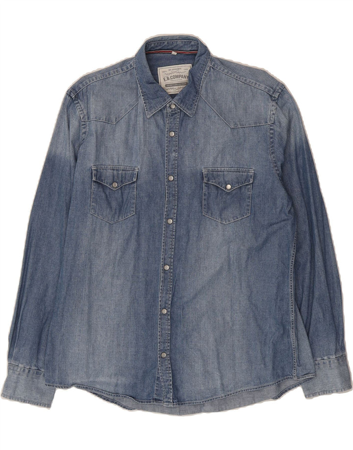 E.B. COMPANY Mens Denim Shirt XL Blue Cotton Vintage E.B. Company and Second-Hand E.B. Company from Messina Hembry 