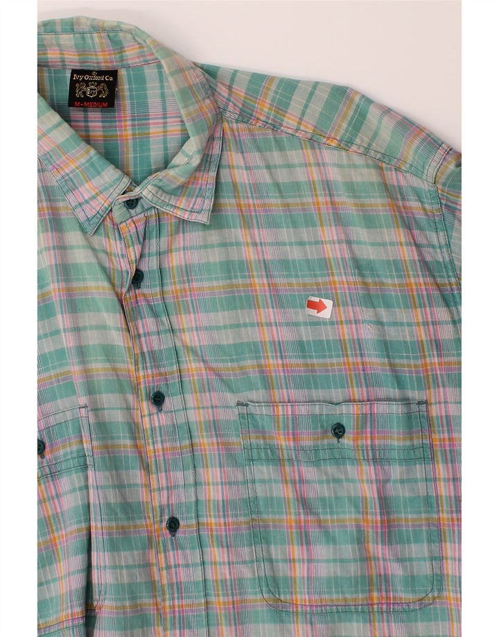 IVY OXFORD Mens Short Sleeve Shirt Medium Green Check Cotton Vintage Ivy Oxford and Second-Hand Ivy Oxford from Messina Hembry 
