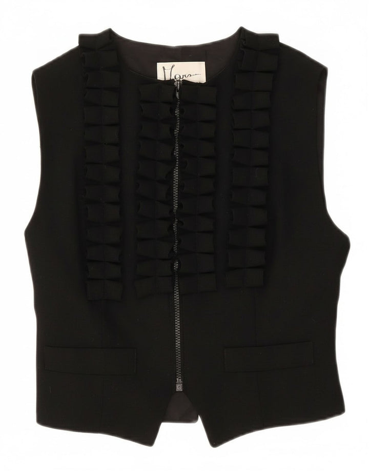 Vintage Womens Waistcoat UK 16 Small Black Wool
