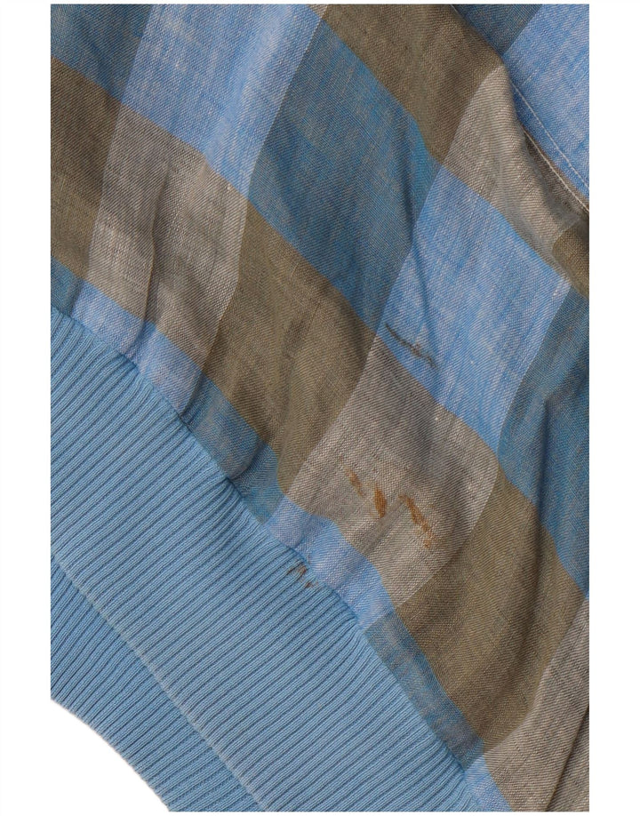 VINTAGE Mens Short Sleeve Pullover Shirt IT 48 Medium Blue Check Flax