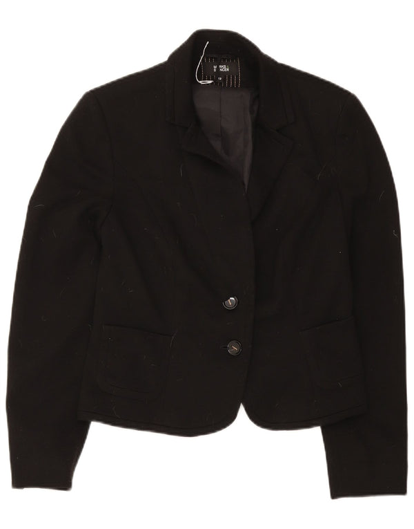 Marks & Spencer Veste blazer à 2 boutons pour femme UK 12 Noir moyen Polyester
