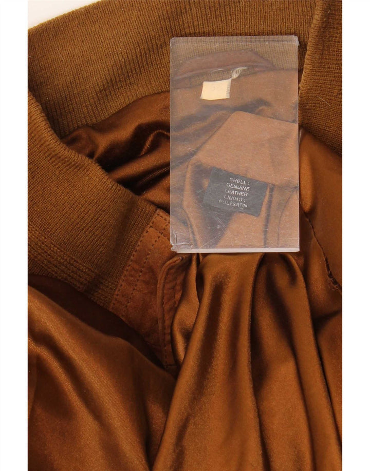 Vintage Mens Suede Bomber Jacket IT 55 2XL Brown Leather