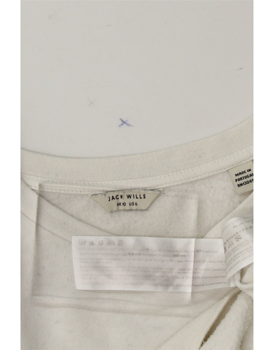 JACK WILLS Womens Oversized Sweatshirt Jumper UK 10 Small  White Cotton Vintage Jack Wills and Second-Hand Jack Wills from Messina Hembry 