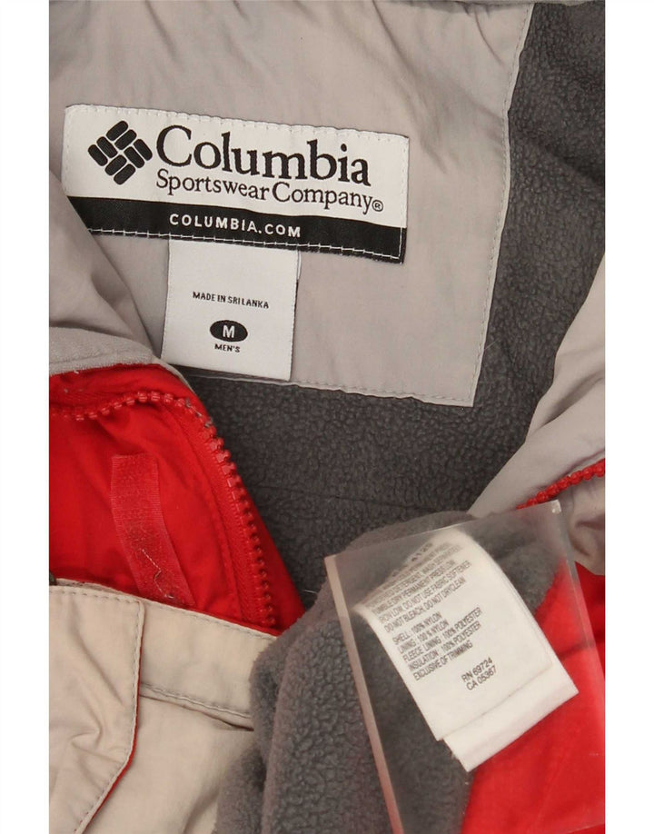 Columbia Mens Hooded Ski Jacket UK 38 Medium Red Colourblock Nylon