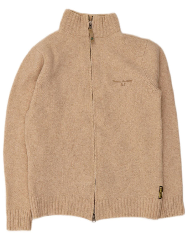 Armani Womens Cardigan Sweater UK 12 Laine Vierge Beige Moyen