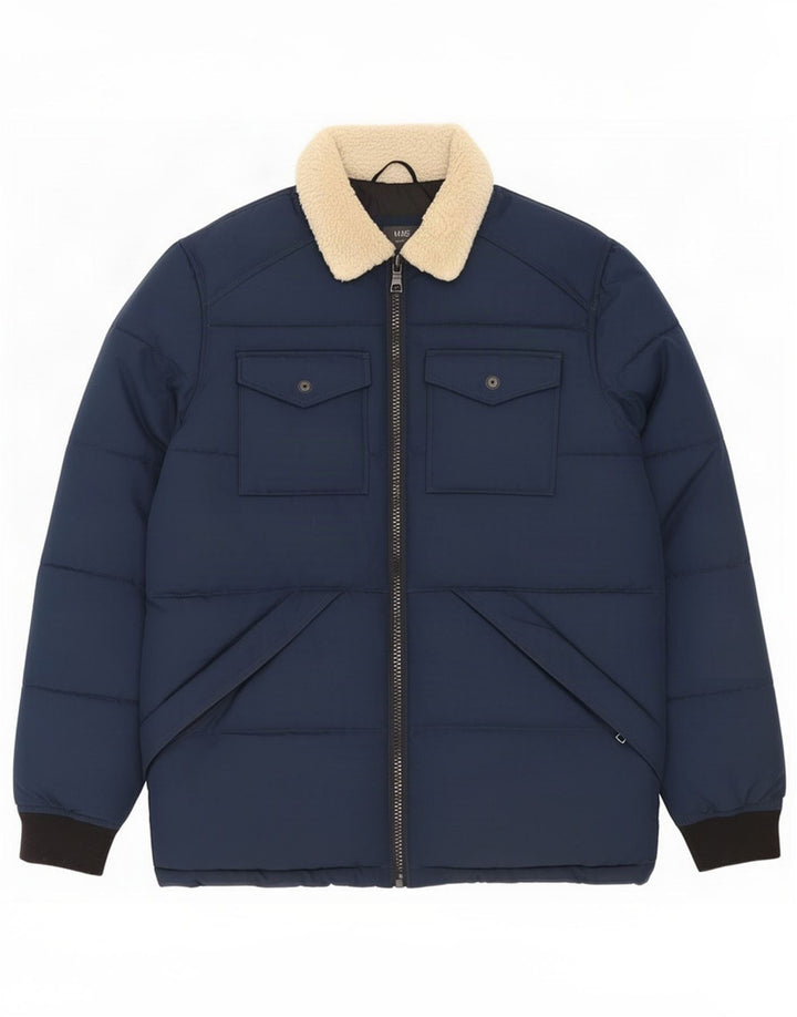 Giacca imbottita da uomo Marks & Spencer UK 38 Medium Navy Blue Colourblock