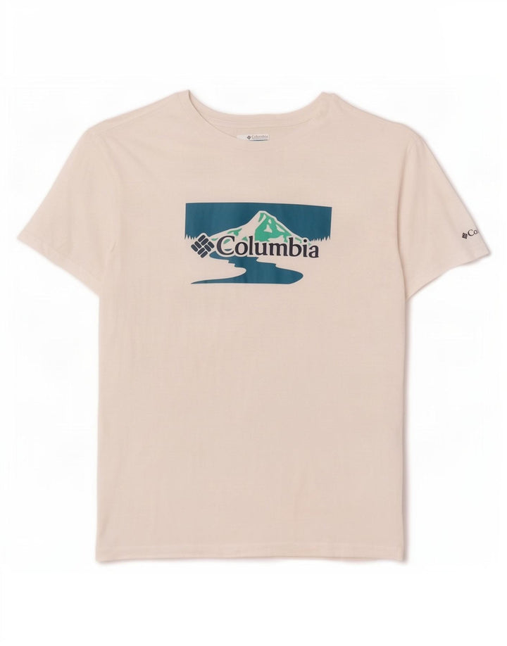 Columbia Mens Graphic T-Shirt Top Small White Cotton