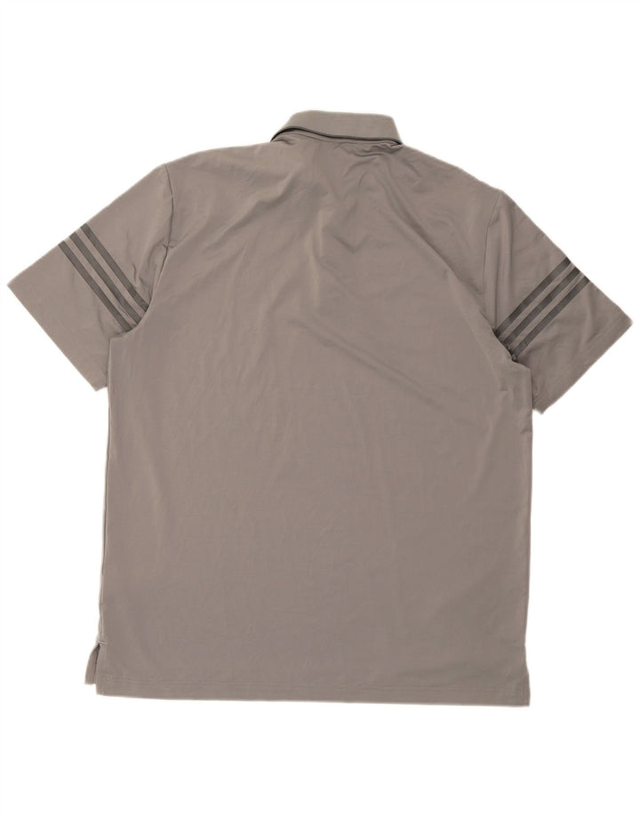 Polo ADIDAS da uomo grande in poliestere grigio