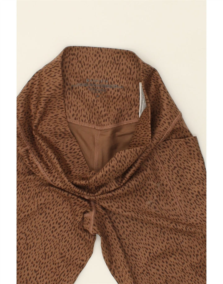ATHLETA Womens Capri Leggings UK 12 Medium  Brown Animal Print Polyester Vintage Athleta and Second-Hand Athleta from Messina Hembry 