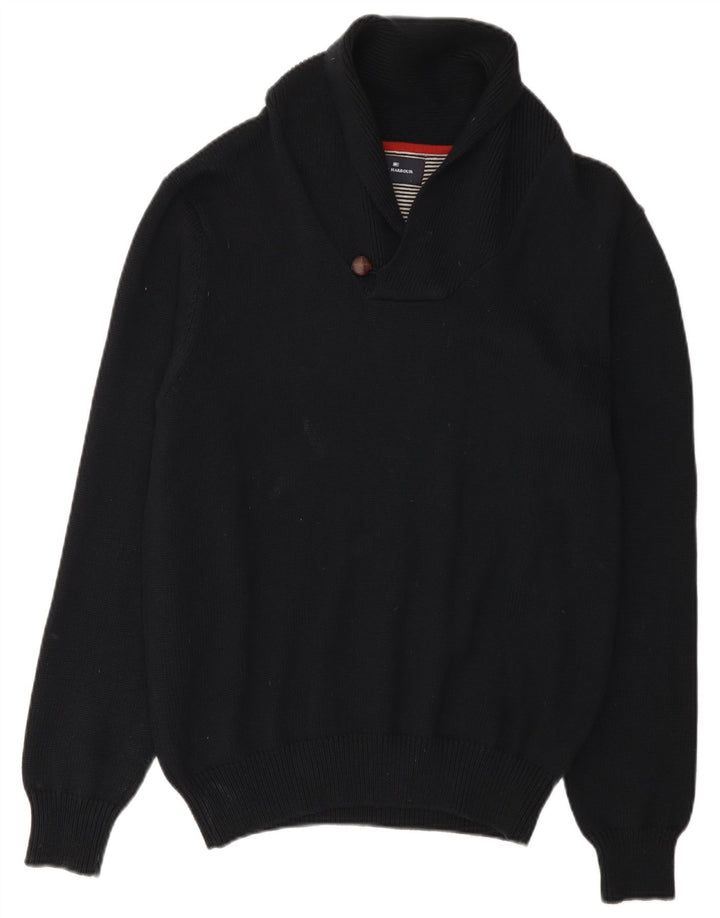 Maglione da uomo Marks & Spencer con collo a scialle in cotone nero medio