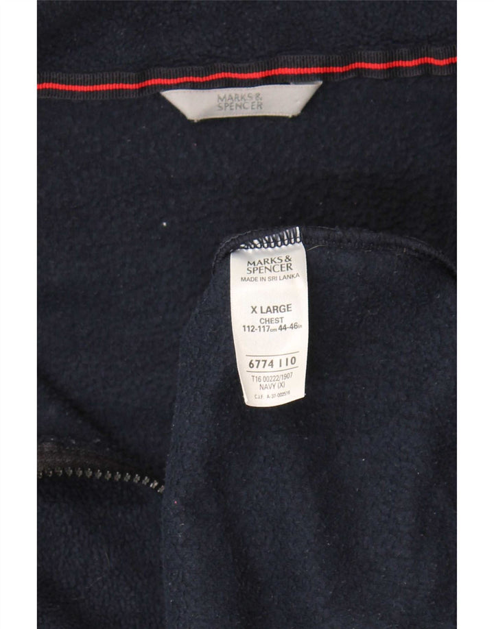 Marks & Spencer Mens Fleece Jacket UK 42 XL Navy Blue Polyester