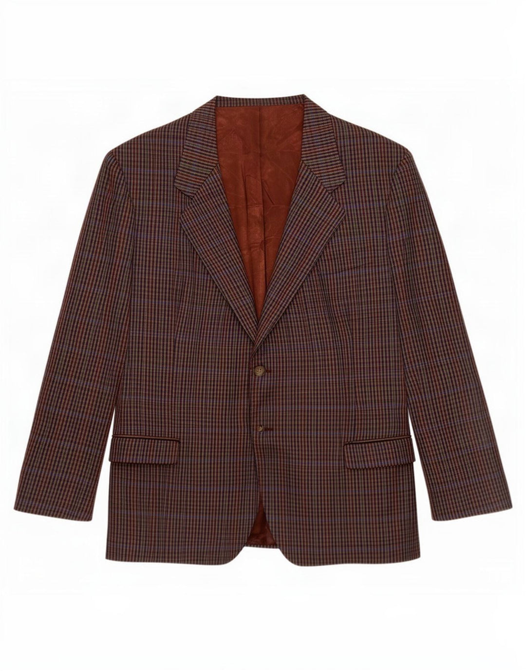 Jaqueta blazer masculina vintage com 2 botões Reino Unido 40 grande houndstooth multicolorido
