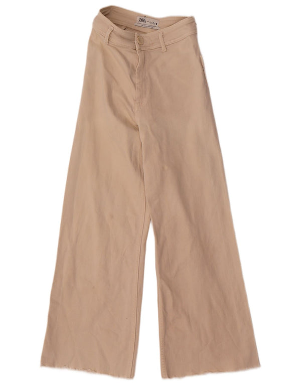 Zara Damen The Marine High Waist Straight Jeans EU 36 XS W26 L28 Beige