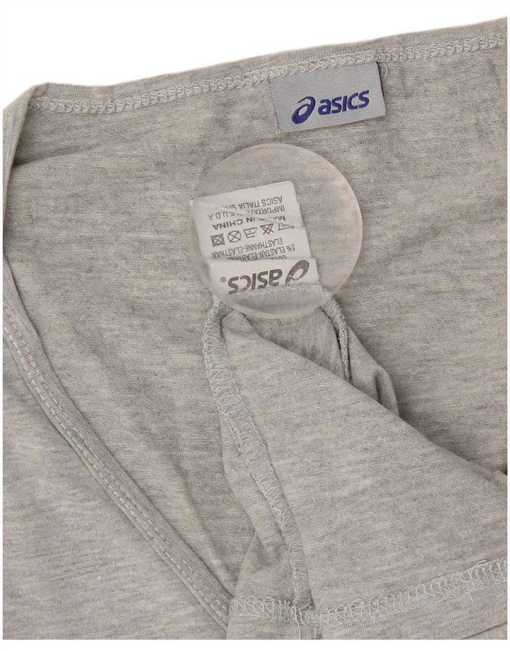 Top Asics Donna Manica Lunga UK 12 Cotone Grigio Medio