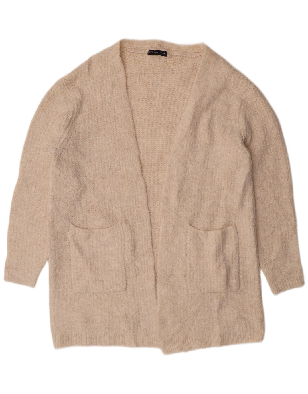 MARKS & SPENCER Womens Longline Cardigan Sweater UK 16 Large Off White