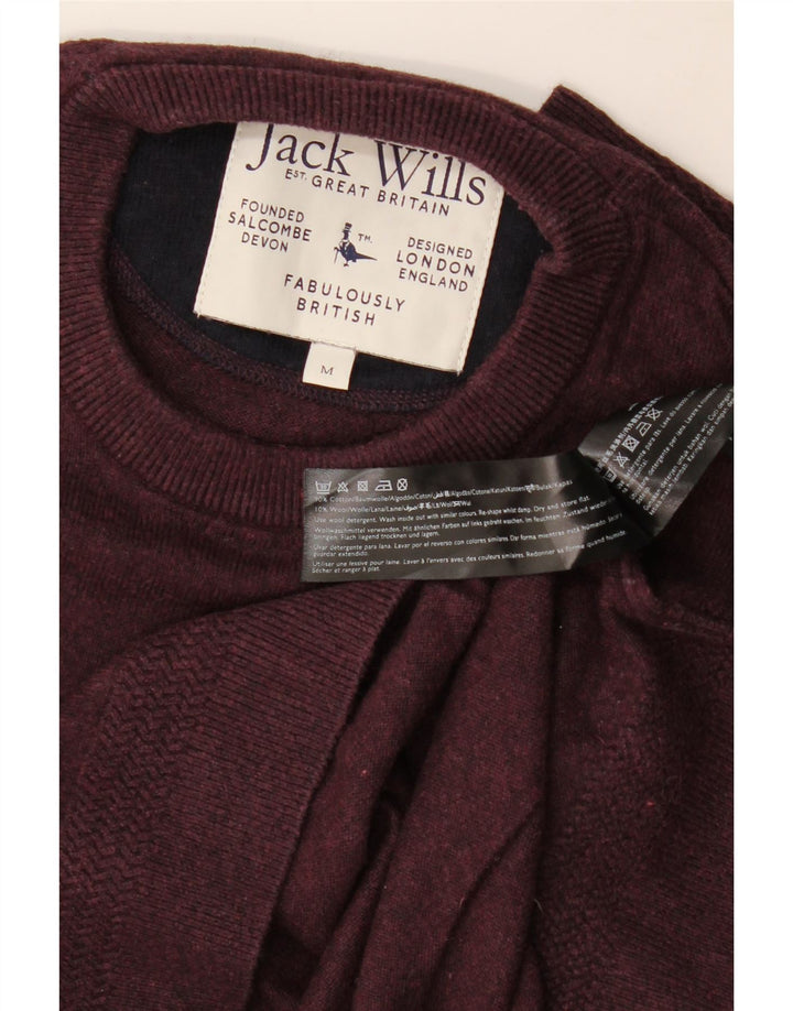 Jack Wills Mens Crew Neck Jumper Sweater Medium Burgundy Cotton