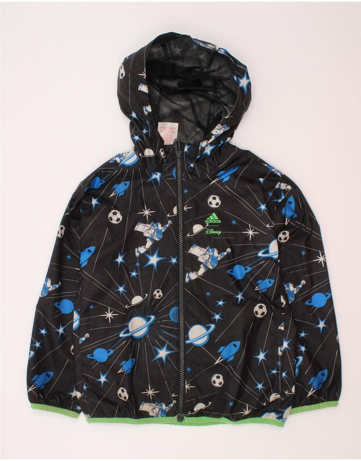 Adidas Veste de pluie à capuche pour garçon 5-6 ans Noir Géométrique Polyester