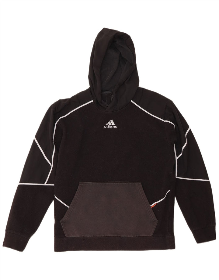 ADIDAS Mens Hooded Fleece Jumper Small Black Polyester
