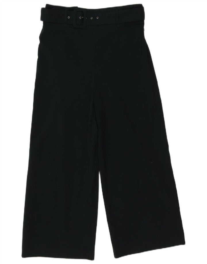 Zara Womens Wide Leg Cropped Trousers Medium W30 L25 Green Polyester