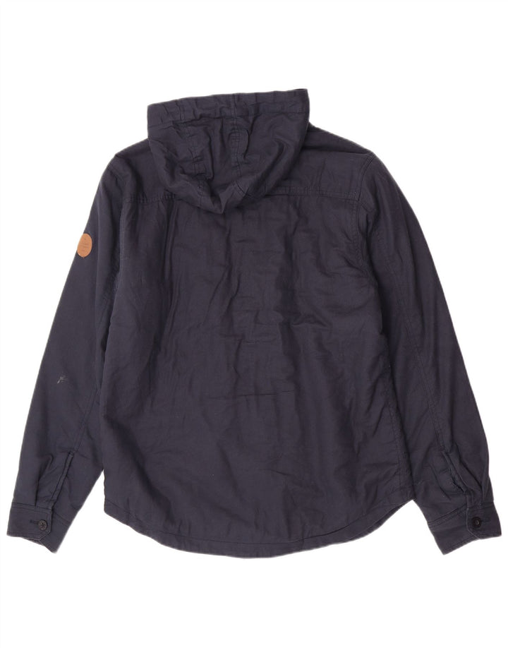 Rip Curl Mens Hooded Utility Jacket UK 38 Medium Navy Blue Cotton