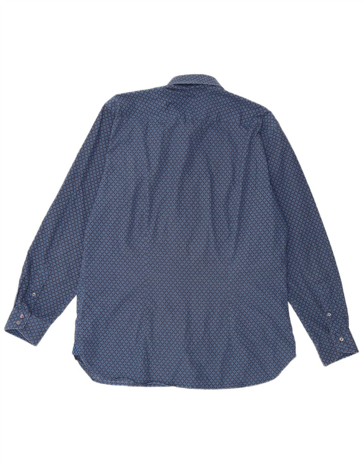 Ted Baker Mens Shirt Size 16 1/2 Large Blue Geometric Cotton