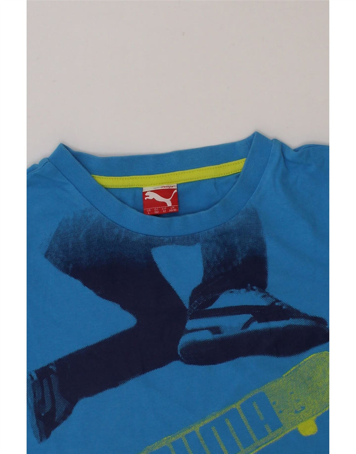 PUMA Boys Graphic T-Shirt Top 11-12 Years Blue Vintage Puma and Second-Hand Puma from Messina Hembry 