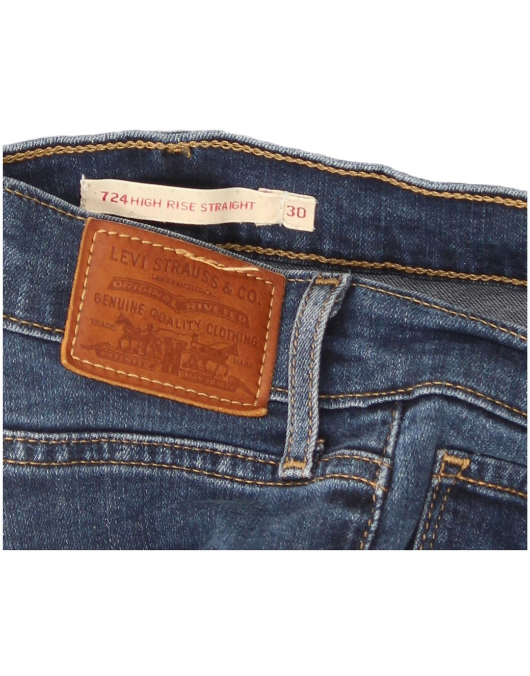 Levi's Womens 724 High Rise Straight Jeans W30 L30 Blue