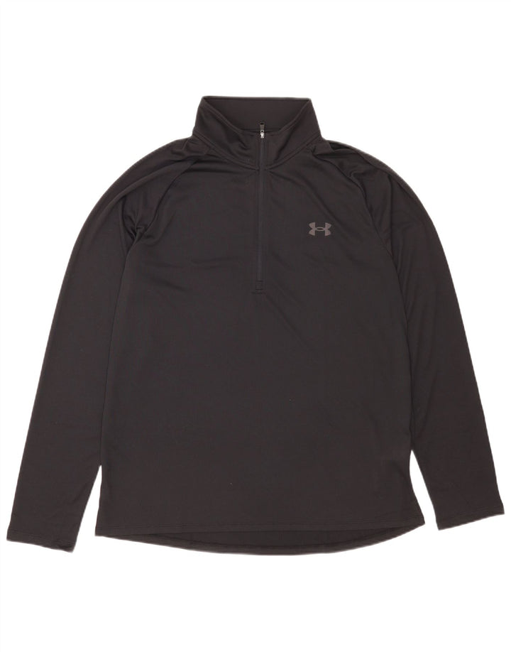 Under Armour Haut à col zippé à manches longues pour hommes, grand noir, polyester