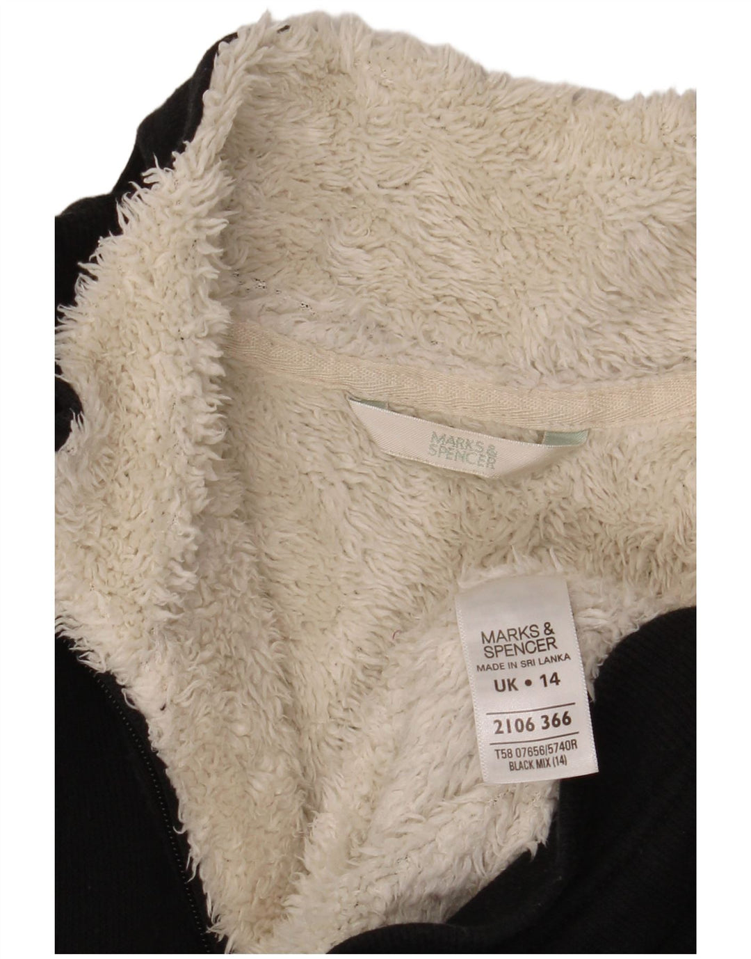 Marks & Spencer Veste de survêtement Sherpa pour femme UK 14 Large Noir