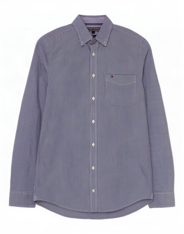 Tommy Hilfiger Herre New York Fit Slim Shirt Small Blue Gingham Cotton