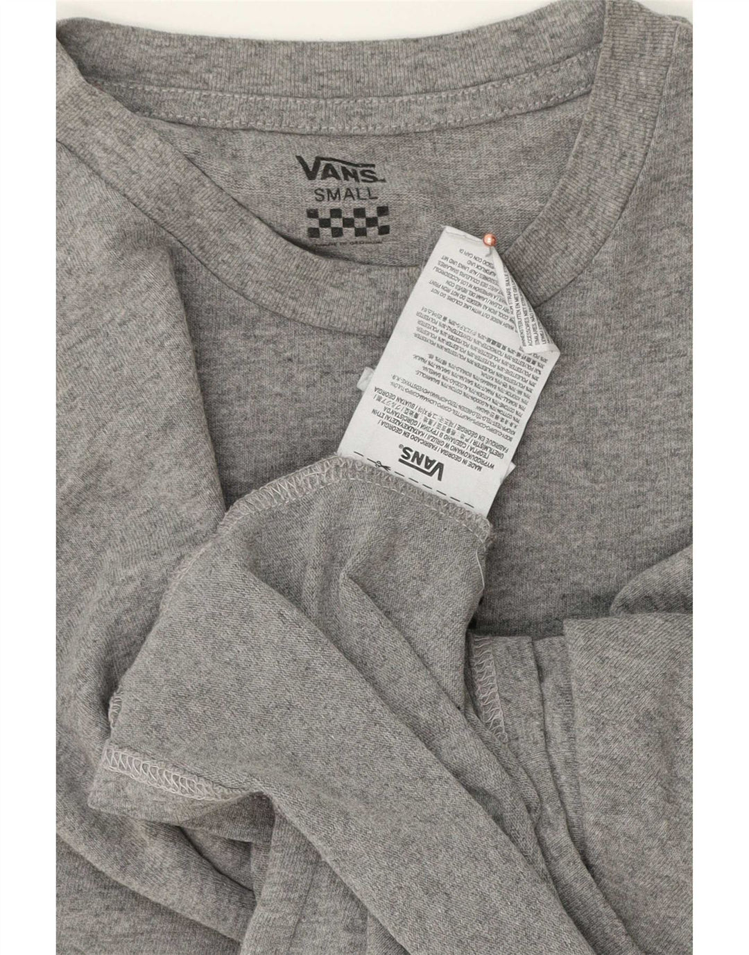 Camiseta masculina Vans pequena algodão manchado cinza