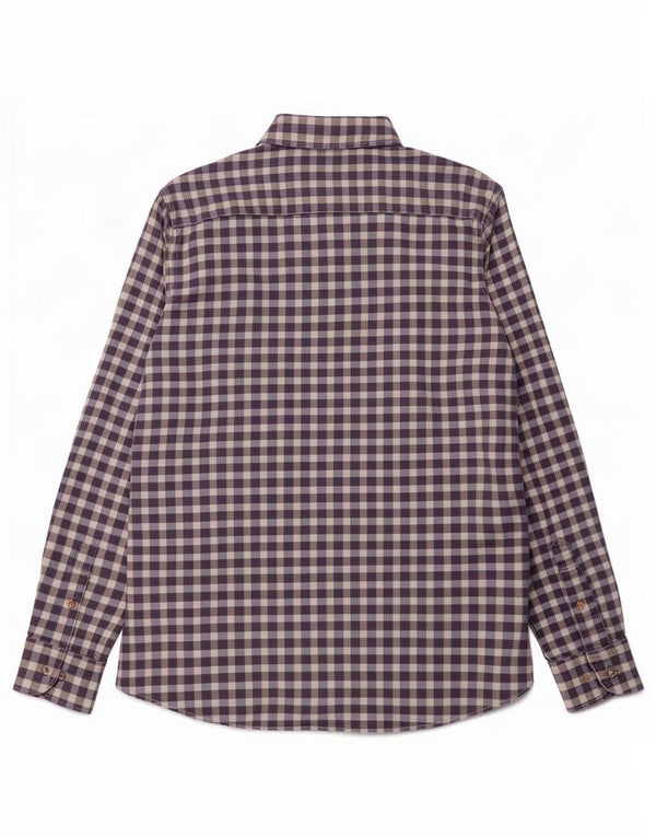 Massimo Dutti Mens Casual Fit Shirt Large Purple Gingham Cotton