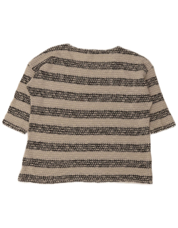 Marks & Spencer Blusa de Punto para Mujer Top UK 46 Grande de algodón a Rayas Blanco Roto