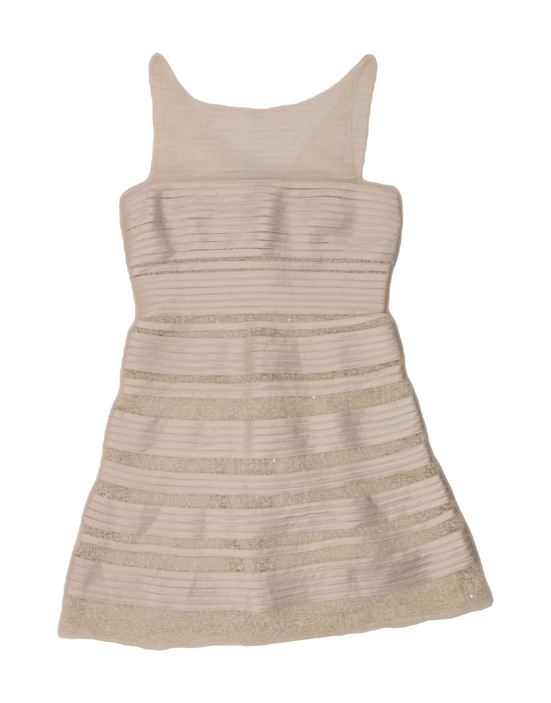 MAXAZRIA Womens Sleeveless A-Line Dress US 6 Medium Off White Striped Vintage Maxazria and Second-Hand Maxazria from Messina Hembry 