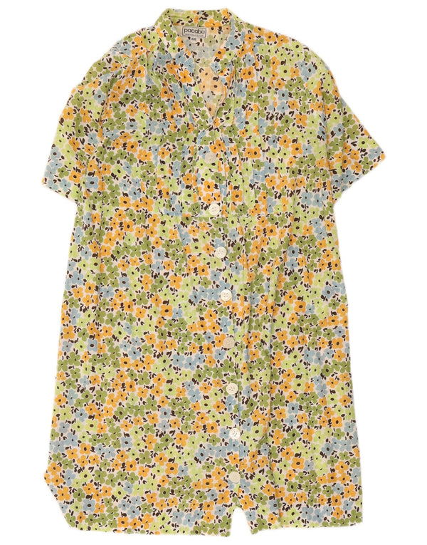 Abito chemisier vintage da donna a maniche corte IT 44 medio floreale multicolore