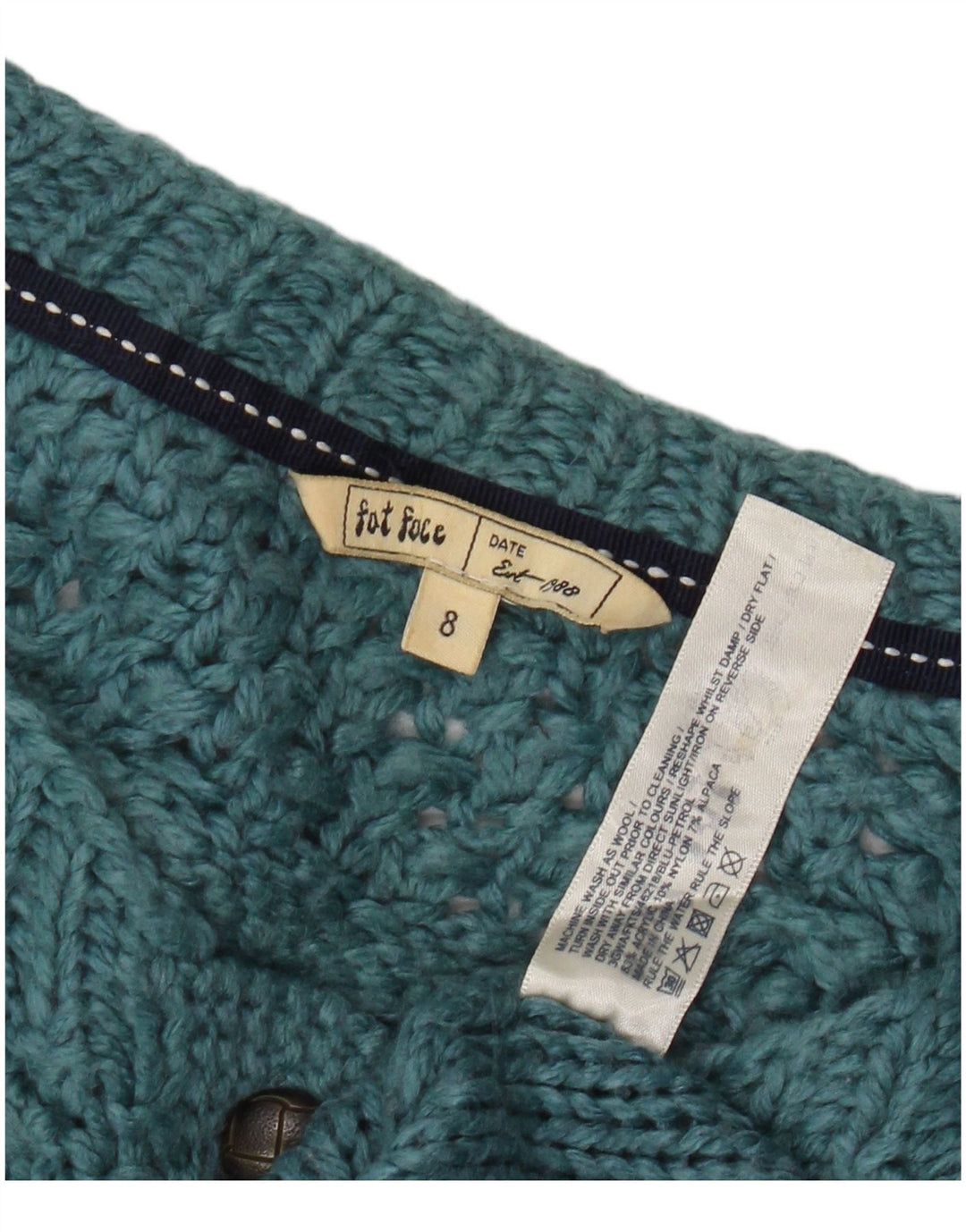 Fat Face Womens Cardigan Sweater UK 8 Small Blue Acrylic