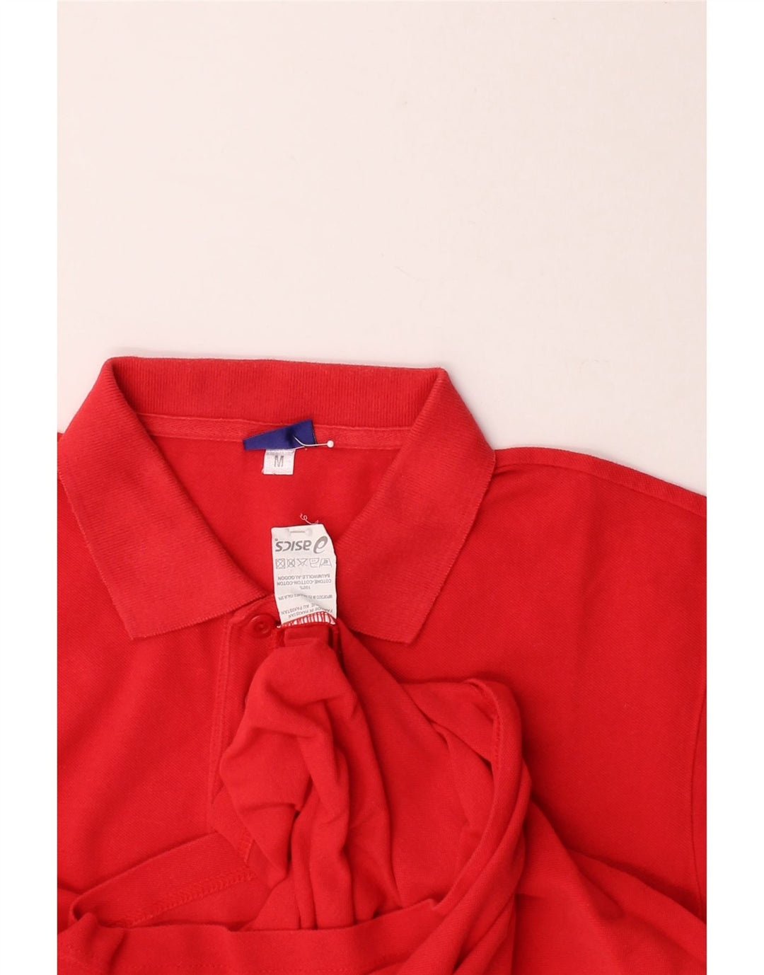 ASICS Mens Polo Shirt Medium Red Cotton Vintage Asics and Second-Hand Asics from Messina Hembry 