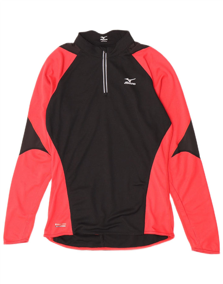 Mizuno Herre Zip Neck Pullover Træningsdragt Top Lille Sort Colourblock