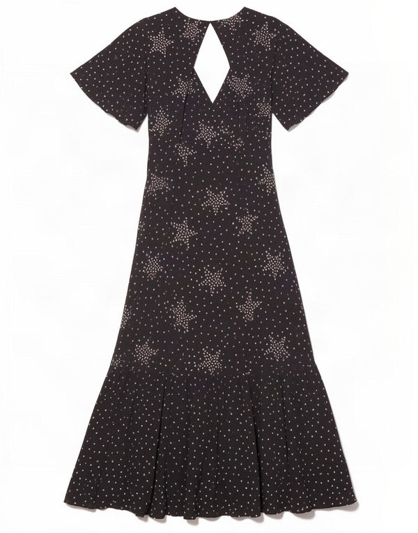 Topshop Vestido largo con estampado abstracto para mujer UK 8 Small Negro manchado