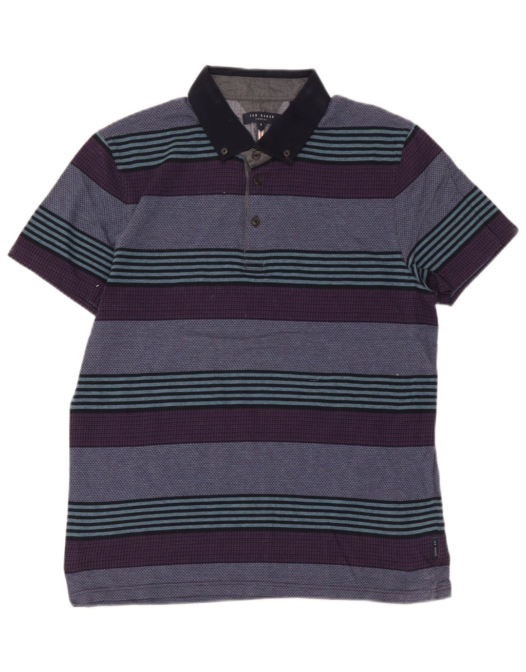 Ted Baker Mens Polo Shirt Size 4 Large Multicoloured Striped Cotton
