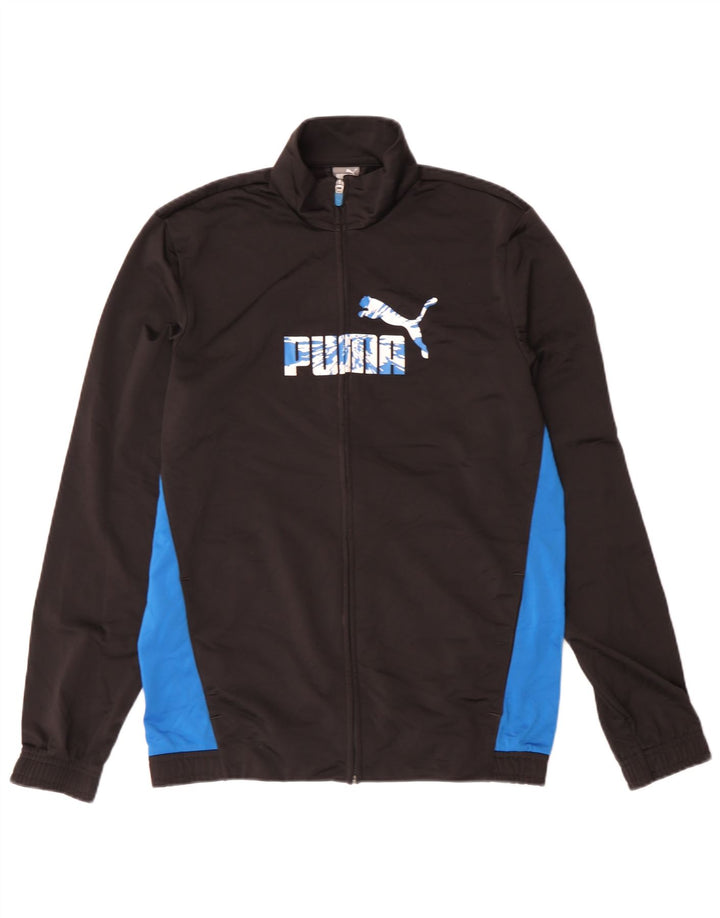 Puma Boys Graphic Tracksuit Top Jacket 15-16 Years Black Colourblock