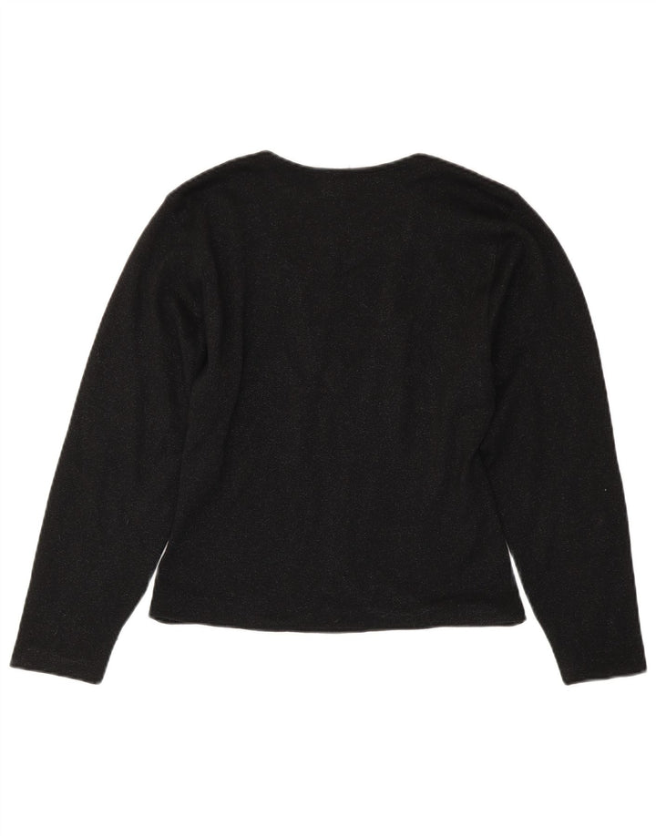 Vintage Womens Open Cardigan Sweater IT 44 Medium Black Virgin Wool